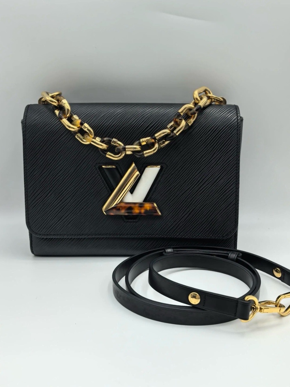 Louis Vuitton Twist MM tophandle crossbody Epi black leather with Tortoiseshell